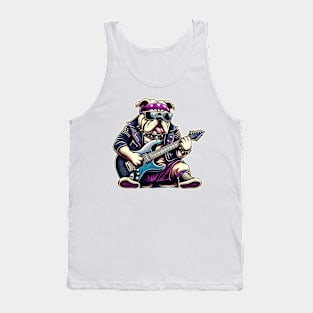 Bulldog Playing Guitar Tank Top